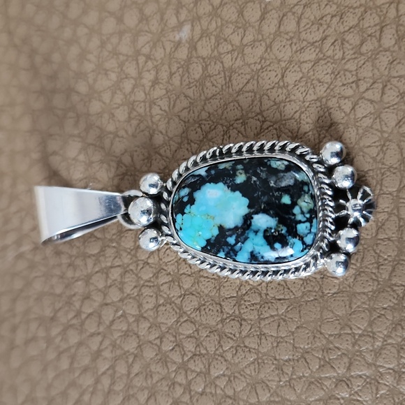 Stunning NWOT Native American Navajo Turquoise & Sterling Handmade Pendant 🩵🎁 - Picture 8 of 12